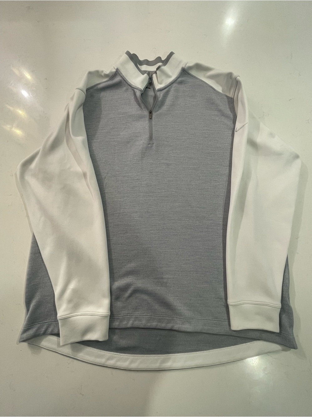 Nike Golf Tour Performance Dri-Fit 1/4 Zip Pullover Mens 2XL Gray White